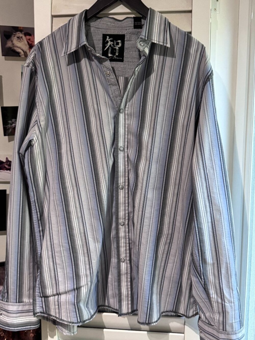 ✨ Age of Wisdom Striped Dress Shirt | Blue, Grey & Black Sophisticated Menswear